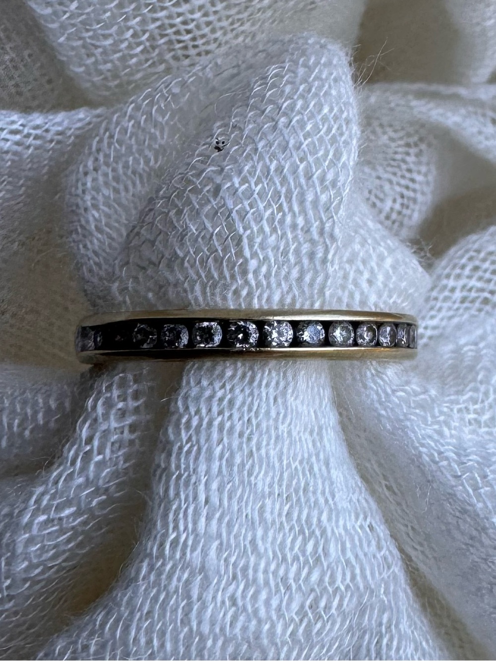 14k Gold and Silver Diamond Half Eternity Wedding Band - Women's Jewelry